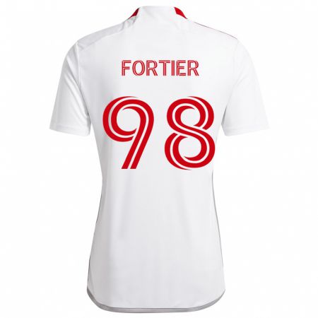 Kandiny Gyermek Kristjan Fortier #98 Fehér Piros Idegenbeli Jersey 2024/25 Mez Póló Ing