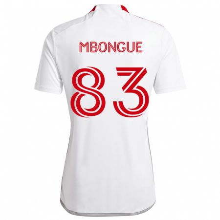 Kandiny Gyermek Hugo Mbongue #83 Fehér Piros Idegenbeli Jersey 2024/25 Mez Póló Ing