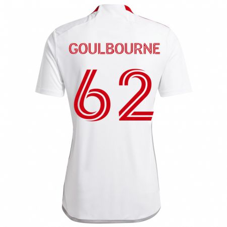 Kandiny Gyermek Rohan Goulbourne #62 Fehér Piros Idegenbeli Jersey 2024/25 Mez Póló Ing