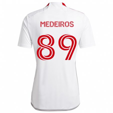 Kandiny Gyermek Matthew Medeiros #89 Fehér Piros Idegenbeli Jersey 2024/25 Mez Póló Ing