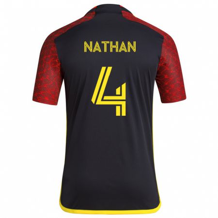 Kandiny Gyermek Nathan #4 Piros Fekete Idegenbeli Jersey 2024/25 Mez Póló Ing