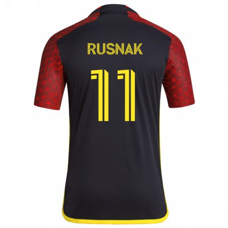 Kandiny Gyermek Albert Rusnák #11 Piros Fekete Idegenbeli Jersey 2024/25 Mez Póló Ing