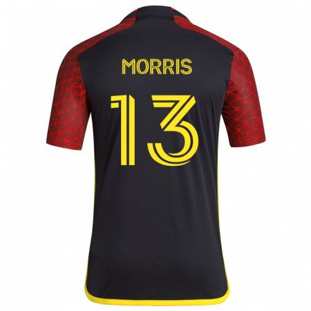 Kandiny Gyermek Jordan Morris #13 Piros Fekete Idegenbeli Jersey 2024/25 Mez Póló Ing