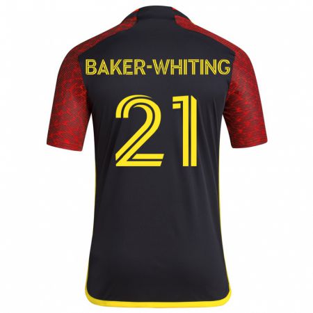 Kandiny Gyermek Reed Baker-Whiting #21 Piros Fekete Idegenbeli Jersey 2024/25 Mez Póló Ing