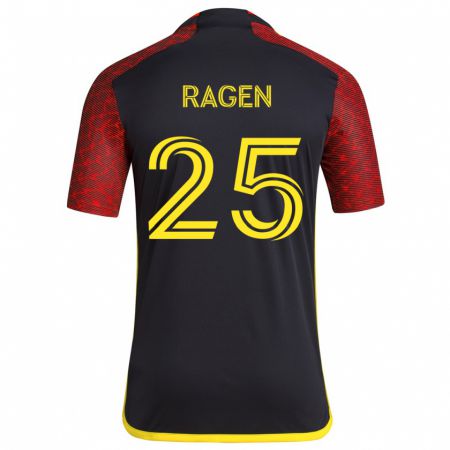 Kandiny Gyermek Jackson Ragen #25 Piros Fekete Idegenbeli Jersey 2024/25 Mez Póló Ing