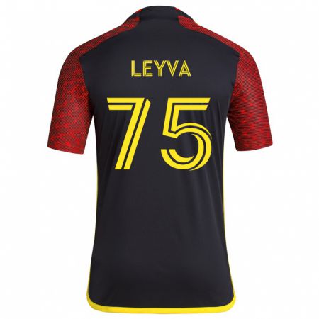 Kandiny Gyermek Danny Leyva #75 Piros Fekete Idegenbeli Jersey 2024/25 Mez Póló Ing