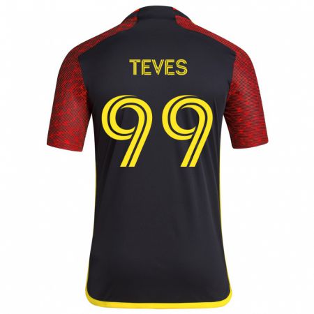 Kandiny Gyermek Dylan Teves #99 Piros Fekete Idegenbeli Jersey 2024/25 Mez Póló Ing