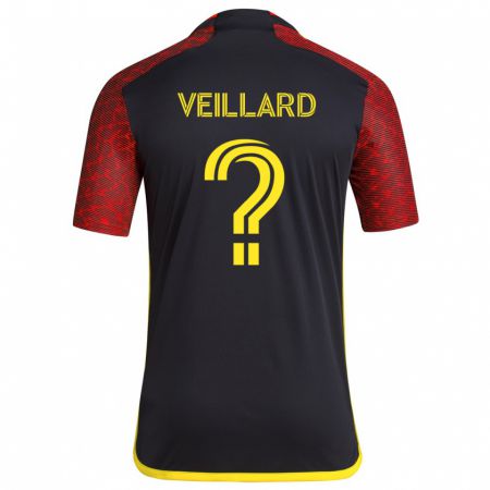 Kandiny Gyermek Etienne Veillard #0 Piros Fekete Idegenbeli Jersey 2024/25 Mez Póló Ing