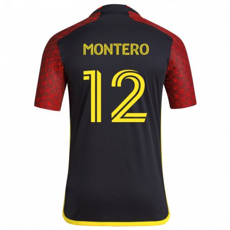 Kandiny Gyermek Fredy Montero #12 Piros Fekete Idegenbeli Jersey 2024/25 Mez Póló Ing