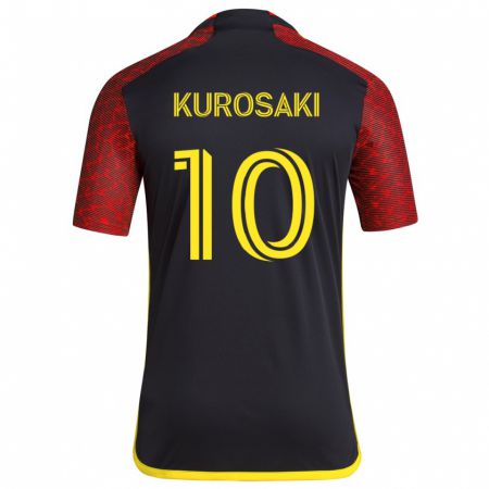 Kandiny Gyermek Yuuka Kurosaki #10 Piros Fekete Idegenbeli Jersey 2024/25 Mez Póló Ing