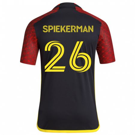 Kandiny Gyermek Stephanie Spiekerman #26 Piros Fekete Idegenbeli Jersey 2024/25 Mez Póló Ing