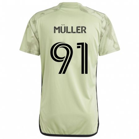 Kandiny Gyermek Luis Müller #91 Világos Zöld Idegenbeli Jersey 2024/25 Mez Póló Ing