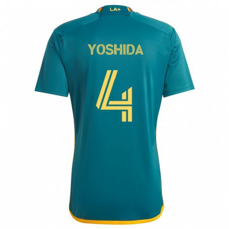 Kandiny Gyermek Maya Yoshida #4 Green Yellow Idegenbeli Jersey 2024/25 Mez Póló Ing