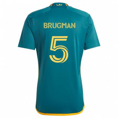 Kandiny Gyermek Gastón Brugman #5 Green Yellow Idegenbeli Jersey 2024/25 Mez Póló Ing