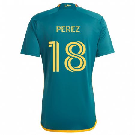 Kandiny Gyermek Jonathan Pérez #18 Green Yellow Idegenbeli Jersey 2024/25 Mez Póló Ing