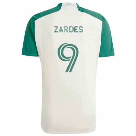 Kandiny Gyermek Gyasi Zardes #9 Barna Színek Zöld Idegenbeli Jersey 2024/25 Mez Póló Ing