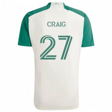 Kandiny Gyermek Brandan Craig #27 Barna Színek Zöld Idegenbeli Jersey 2024/25 Mez Póló Ing