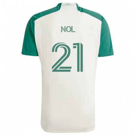 Kandiny Gyermek Valentin Noël #21 Barna Színek Zöld Idegenbeli Jersey 2024/25 Mez Póló Ing