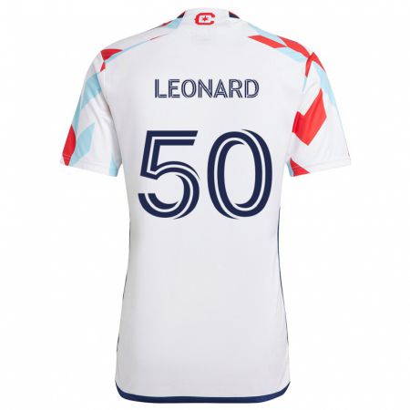 Kandiny Gyermek Eric Leonard #50 Fehér Piros Kék Idegenbeli Jersey 2024/25 Mez Póló Ing