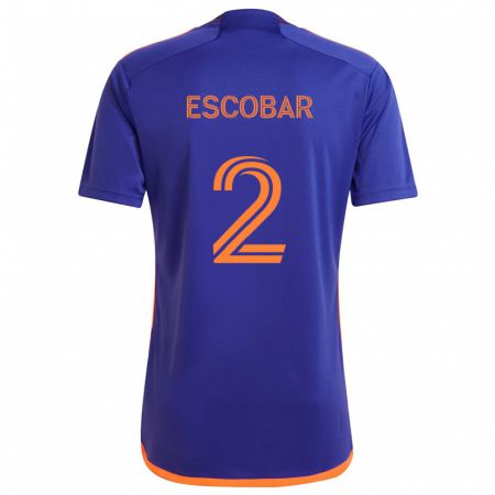 Kandiny Gyermek Franco Escobar #2 Lila Narancs Idegenbeli Jersey 2024/25 Mez Póló Ing