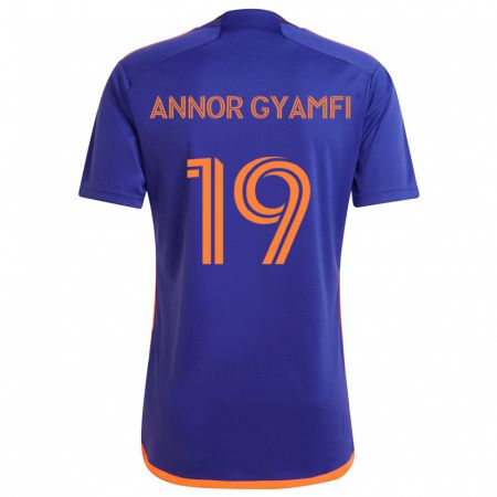 Kandiny Gyermek Stephen Annor Gyamfi #19 Lila Narancs Idegenbeli Jersey 2024/25 Mez Póló Ing