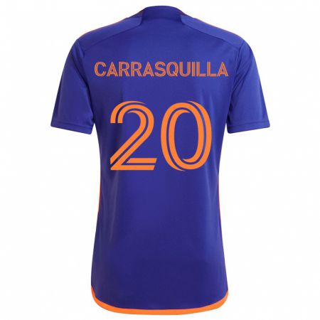 Kandiny Gyermek Adalberto Carrasquilla #20 Lila Narancs Idegenbeli Jersey 2024/25 Mez Póló Ing