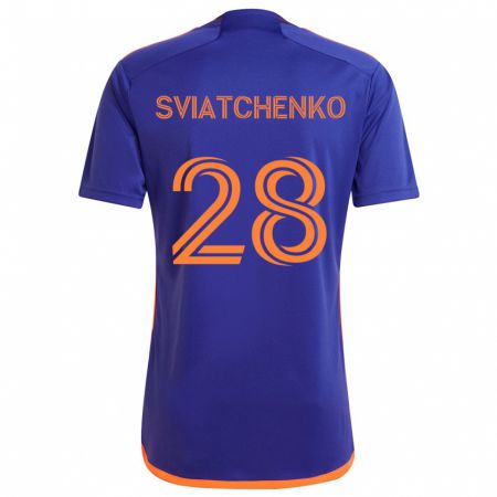 Kandiny Gyermek Erik Sviatchenko #28 Lila Narancs Idegenbeli Jersey 2024/25 Mez Póló Ing