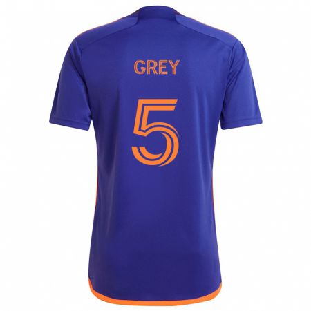 Kandiny Gyermek Omar Grey #5 Lila Narancs Idegenbeli Jersey 2024/25 Mez Póló Ing