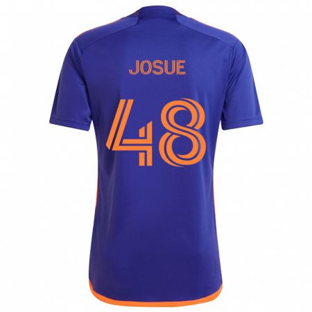 Kandiny Gyermek Josué Souza #48 Lila Narancs Idegenbeli Jersey 2024/25 Mez Póló Ing