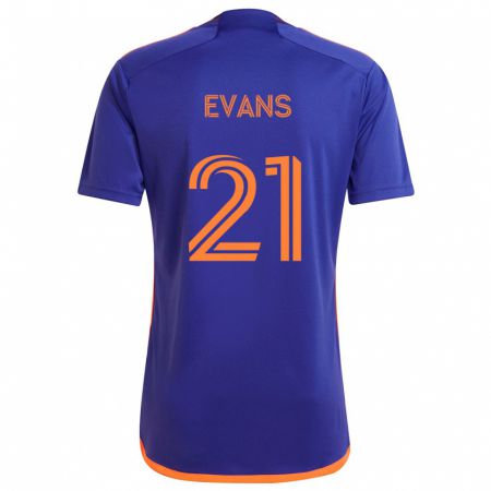 Kandiny Gyermek Jacob Evans #21 Lila Narancs Idegenbeli Jersey 2024/25 Mez Póló Ing