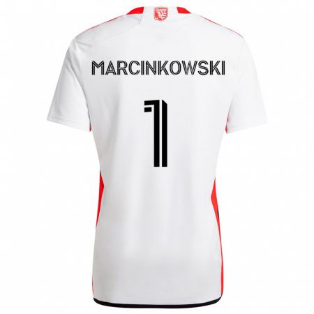 Kandiny Gyermek Jt Marcinkowski #1 Fehér Piros Idegenbeli Jersey 2024/25 Mez Póló Ing