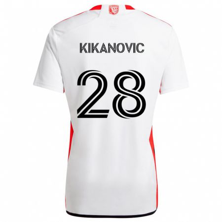 Kandiny Gyermek Benjamin Kikanović #28 Fehér Piros Idegenbeli Jersey 2024/25 Mez Póló Ing