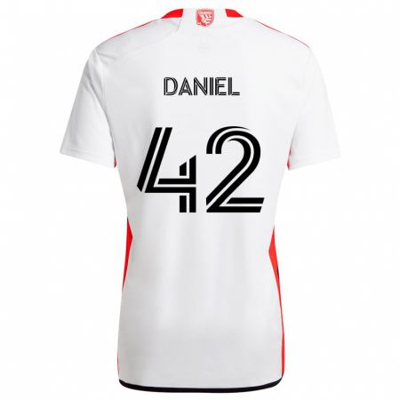 Kandiny Gyermek Daniel #42 Fehér Piros Idegenbeli Jersey 2024/25 Mez Póló Ing