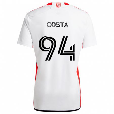 Kandiny Gyermek Vítor Costa #94 Fehér Piros Idegenbeli Jersey 2024/25 Mez Póló Ing