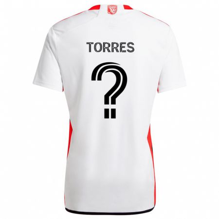 Kandiny Gyermek Jorge Torres #0 Fehér Piros Idegenbeli Jersey 2024/25 Mez Póló Ing