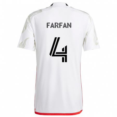 Kandiny Gyermek Marco Farfán #4 Fehér Piros Fekete Idegenbeli Jersey 2024/25 Mez Póló Ing