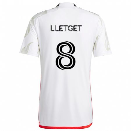 Kandiny Gyermek Sebastian Lletget #8 Fehér Piros Fekete Idegenbeli Jersey 2024/25 Mez Póló Ing