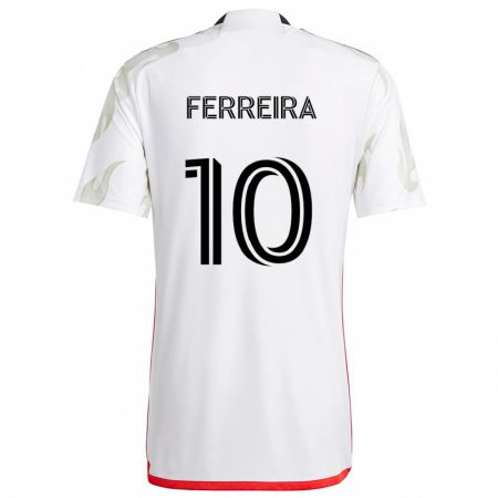 Kandiny Gyermek Jesús Ferreira #10 Fehér Piros Fekete Idegenbeli Jersey 2024/25 Mez Póló Ing