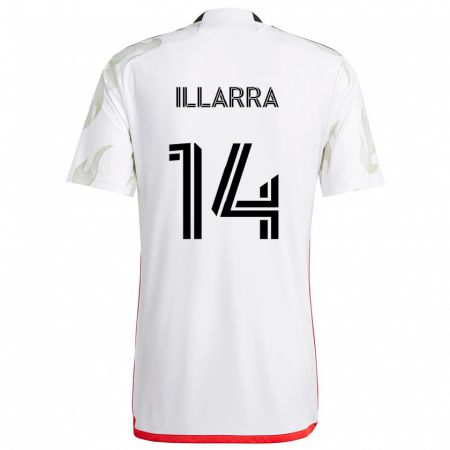 Kandiny Gyermek Asier Illarramendi #14 Fehér Piros Fekete Idegenbeli Jersey 2024/25 Mez Póló Ing