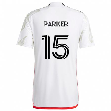 Kandiny Gyermek Isaiah Parker #15 Fehér Piros Fekete Idegenbeli Jersey 2024/25 Mez Póló Ing