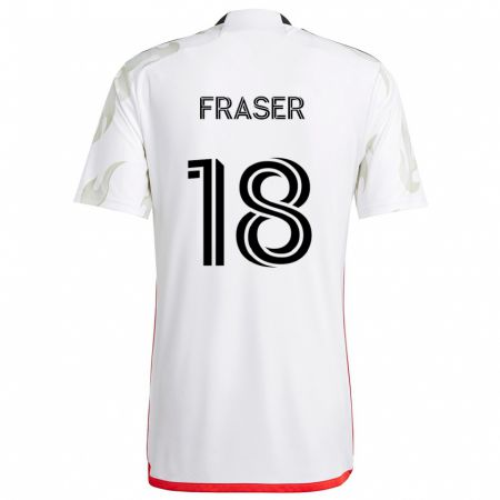 Kandiny Gyermek Liam Fraser #18 Fehér Piros Fekete Idegenbeli Jersey 2024/25 Mez Póló Ing