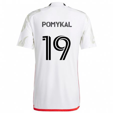 Kandiny Gyermek Paxton Pomykal #19 Fehér Piros Fekete Idegenbeli Jersey 2024/25 Mez Póló Ing