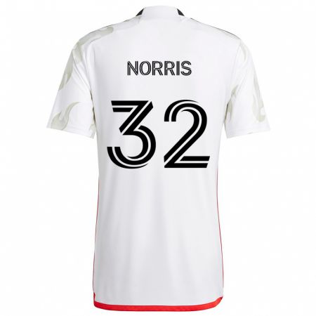 Kandiny Gyermek Nolan Norris #32 Fehér Piros Fekete Idegenbeli Jersey 2024/25 Mez Póló Ing