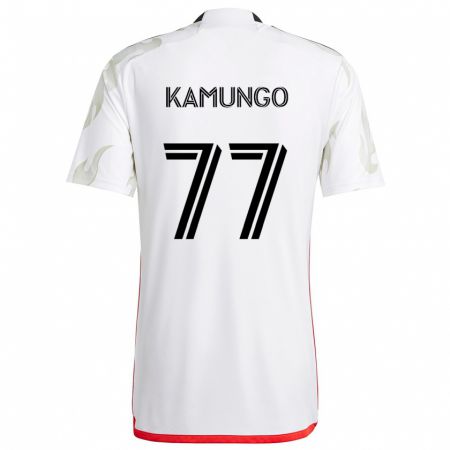 Kandiny Gyermek Bernard Kamungo #77 Fehér Piros Fekete Idegenbeli Jersey 2024/25 Mez Póló Ing