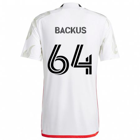 Kandiny Gyermek Braeden Backus #64 Fehér Piros Fekete Idegenbeli Jersey 2024/25 Mez Póló Ing