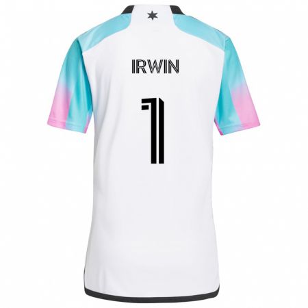 Kandiny Gyermek Clint Irwin #1 Fehér Kék Fekete Idegenbeli Jersey 2024/25 Mez Póló Ing