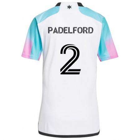 Kandiny Gyermek Devin Padelford #2 Fehér Kék Fekete Idegenbeli Jersey 2024/25 Mez Póló Ing