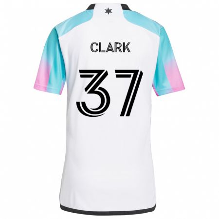 Kandiny Gyermek Caden Clark #37 Fehér Kék Fekete Idegenbeli Jersey 2024/25 Mez Póló Ing