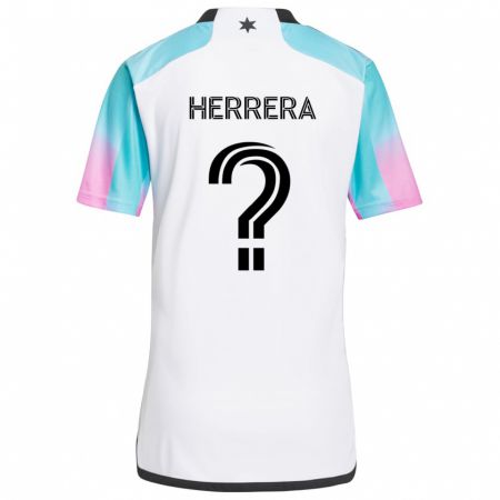 Kandiny Gyermek Oscar Herrera #0 Fehér Kék Fekete Idegenbeli Jersey 2024/25 Mez Póló Ing