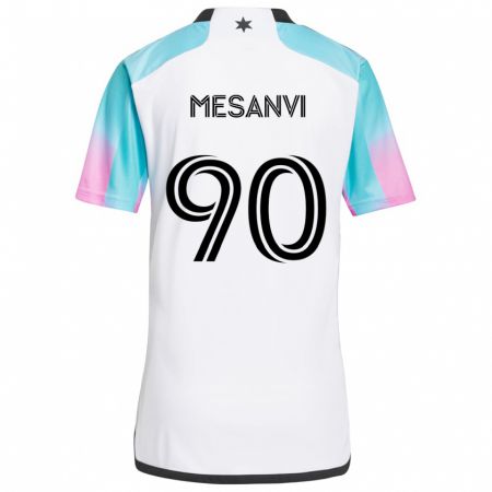 Kandiny Gyermek Loïc Mesanvi #90 Fehér Kék Fekete Idegenbeli Jersey 2024/25 Mez Póló Ing